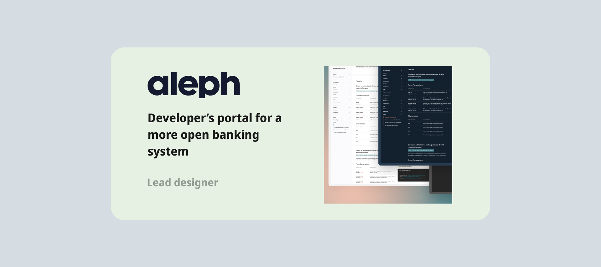 API portal for a bank